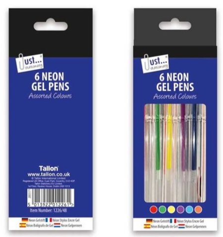 (image for) TALLON NEON GEL INK PENS ASSORTED - STD