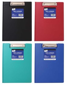 (image for) TALLON VINYL CLIPBOARD WITH COVER BLACK,BLUE & RED - STD