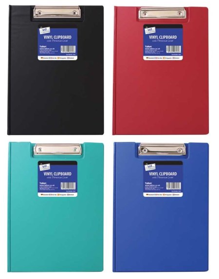 (image for) TALLON VINYL CLIPBOARD WITH COVER BLACK,BLUE & RED - STD