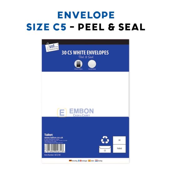 (image for) TALLON ENVELOPE WHITE PEAL & SEAL 30S - C5