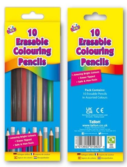 (image for) TALLON ERASABLE COLOURED PENCILS - 10S