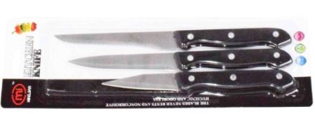 (image for) T/STAR KITCHEN KNIFE BLK 3PK