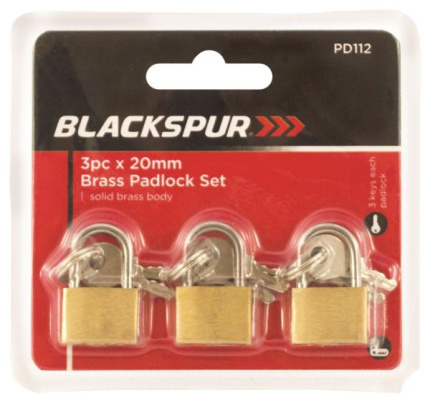 (image for) BLACKSPUR BRASS PADLOCK SET-20MM