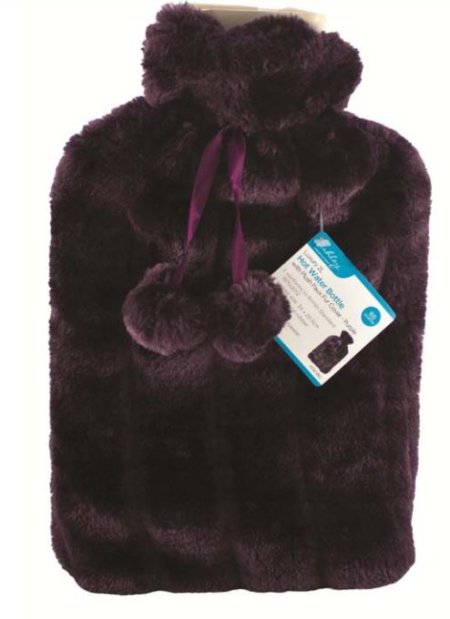 (image for) HOT WATER BOTTLE WITH COVER PURPLE -35X20