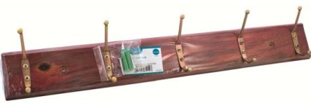 (image for) ASHLEY MAHOGANY HAT AND COAT RACK - 5HOOKS