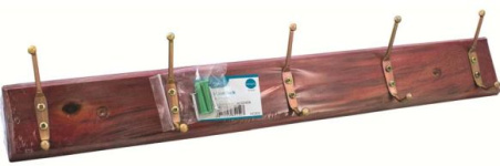 (image for) ASHLEY MAHOGANY HAT AND COAT RACK - 5HOOKS