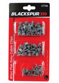 (image for) BLACKSPUR FLAT GREY CABLE CLIPS -80S