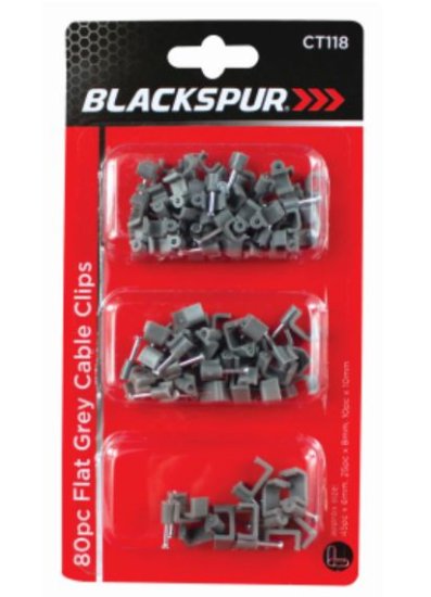 (image for) BLACKSPUR FLAT GREY CABLE CLIPS -80S