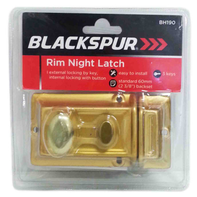 (image for) BLACKSPUR RIM NIGHT LATCH AND 3KEYS -8\"\"