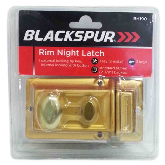 (image for) BLACKSPUR RIM NIGHT LATCH AND 3KEYS -8""