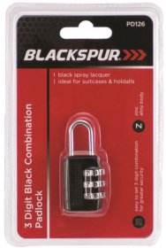 (image for) BLACKSPUR 3 DIGIT BLACK COMBINATIO PADLOCK