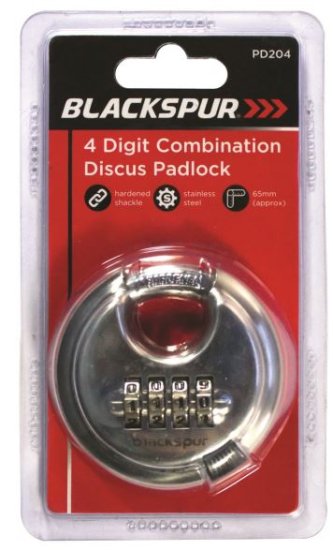 (image for) BLACKSPUR 4 DIGIT COMBINATION DISCUS PADLOCK -65MM