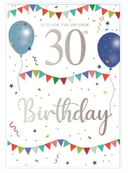 (image for) SEL BIRTHDAY CARD AGE 30 FAB DAY - STD