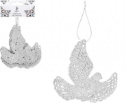 (image for) XMAS HANG GLITTER DOVE SILVER - 6S 