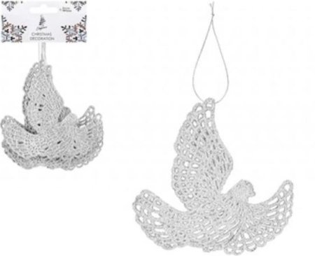 (image for) XMAS HANG GLITTER DOVE SILVER - 6S 