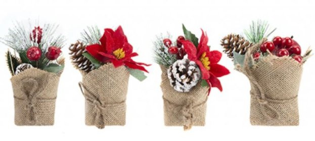 (image for) XMAS PLANT IN JUTE SACK ASST - 14CM 