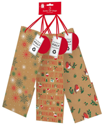 (image for) XMAS GIFT BOTTLE BAG 3S - BOTTLE 