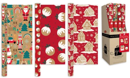 (image for) XMAS GIFT WRAP KRAFT ASST - 2M 