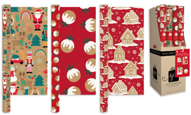 (image for) XMAS GIFT WRAP KRAFT ASST - 2M 