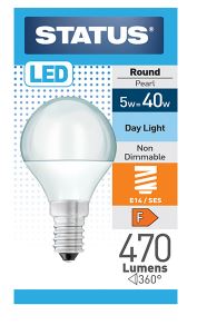 (image for) STATUS LED E14/SES ROUND PEARL DAY LIGHT - 5W=40W