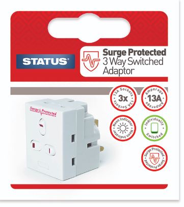 (image for) STATUS 3 WAY FUSED INDIVIDUALLY SWITCHED ADAPTOR WHITE - 13A