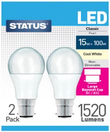 (image for) STATUS LED B22/BC CLASSIC PEARL COOL WHITE - 15W=100W
