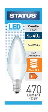 (image for) STATUS LED E14/SES CANDLE PEARL COOL WHITE - 5W=40W