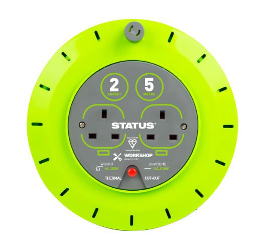 (image for) STATUS 2WAY EXTENSION SOCKET - THERMAL CUT OUT - GREEN - 13AMP - 5M