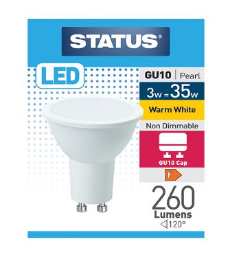 (image for) STATUS LED GU10 PEARL WARM WHITE 3W=35W