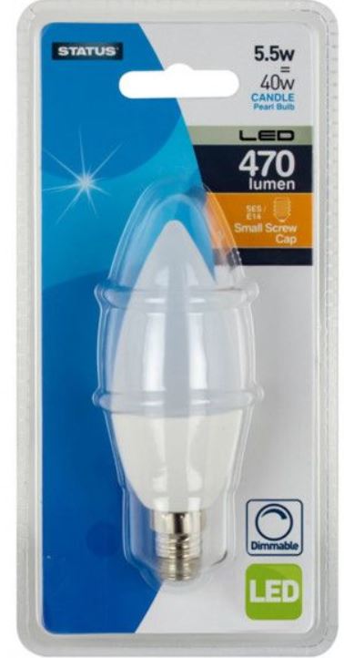 (image for) STATUS LED E14/SES CANDLE PEARL WARM WHITE - 5.5W=40W