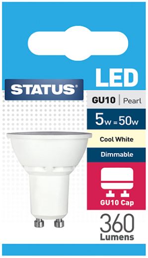 (image for) STATUS LED GU10 CLEAR COOL WHITE - 4.5W=50W