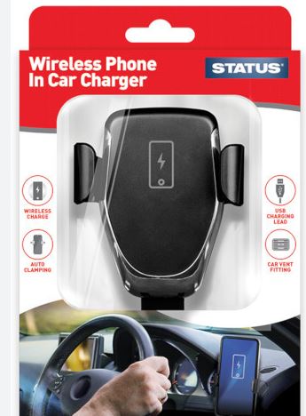 (image for) STATUS WIRELESS PHONE CAR CHARGER - BLACK - 10W