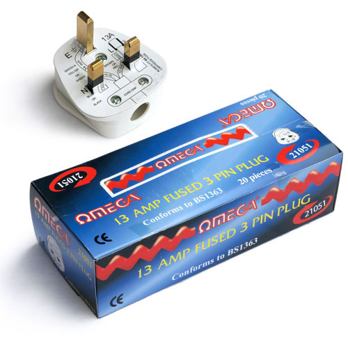 (image for) OMEGA 3PIN PLUG FUSED WHITE