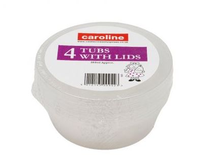 (image for) Caroline Round Plastic Tubs with Lids 4S- 10oz