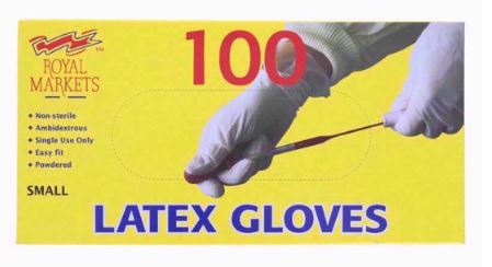 (image for) Royal Markets Latex disposable Gloves PowderedFree- small