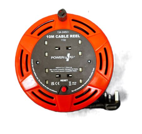 (image for) POWER PLUS 4 WAY EXTENSION CABLE REEL - 10M