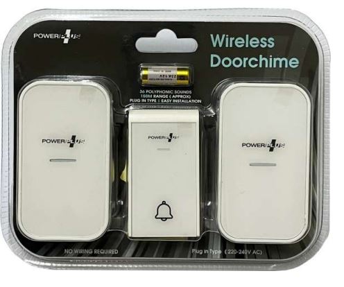 (image for) POWER PLUS WIRELESS DOORCHIME - PLUG IN TYPE - WHITE - TWIN PACK - 220V