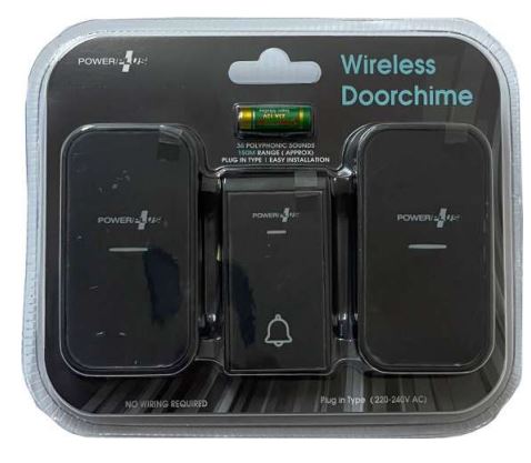 (image for) POWER PLUS WIRELESS DOORCHIME - PLUG IN TYPE - BLACK - TWIN PACK - 220V