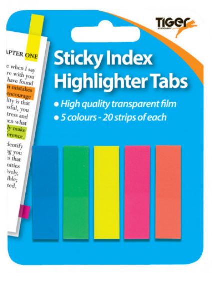 (image for) Tiger Index Neon Sticky Highlighter Tabs 100S