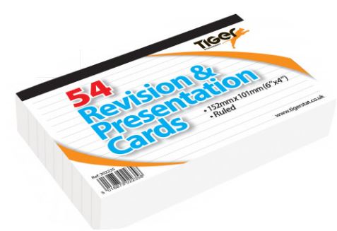 (image for) Tiger Revision & Presentation Cards Ruled White 54Sheets - 6x4""(152x101mm)