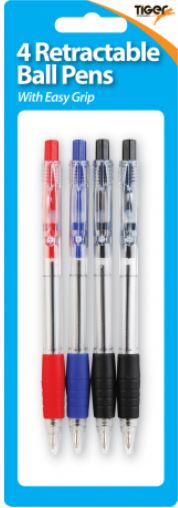 (image for) TIGER BALL PENS RETRACTABLE ASSORTED - 4S