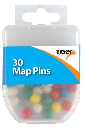 (image for) Tiger Map Pins Coloured- 30S