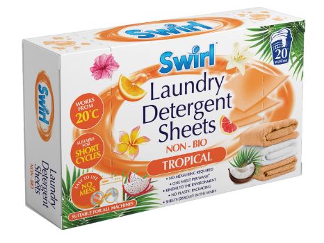 (image for) SWIRL LAUNDRY DETERGENT SHEETS TROPICAL 20S