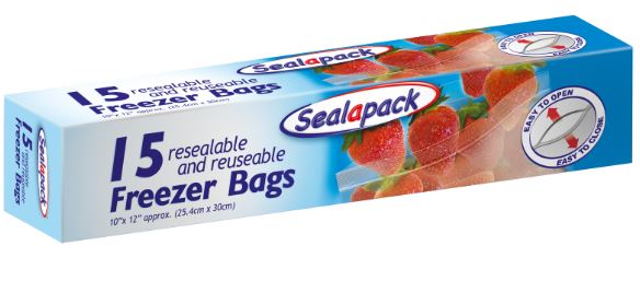 (image for) SEALAPACK FREEZER BAGS 15S -10X12""