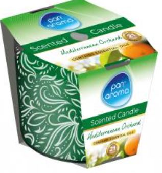 (image for) PAN AROMA PRINTED GLASS CANDLE MEDITERRANEAN ORCHARD 21HRS