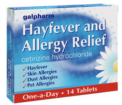 (image for) GALPHARM HAYFEVER & ALLERGY RELIEF CETIRIZINE HYDROCHLORIDE - 14S