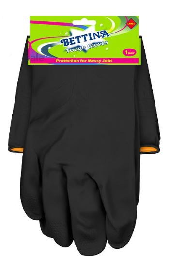 (image for) BETTINA BLACK HEAVY DUTY GLOVES-LARGE