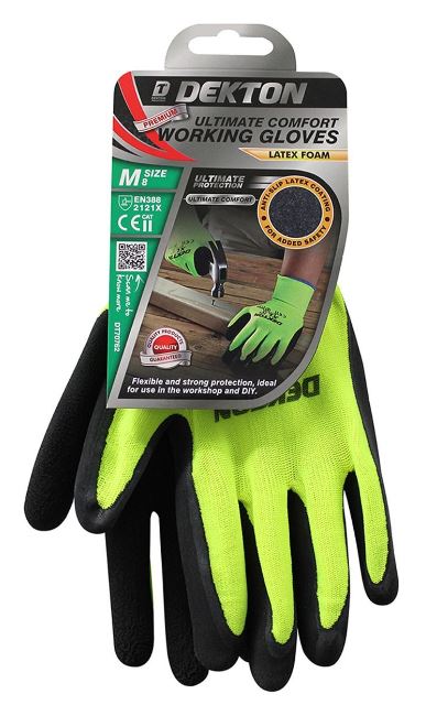 (image for) DEKTON PREMIUM ULTIMATE COMFORT LATEX FOAM WORKING GLOVES - 8M