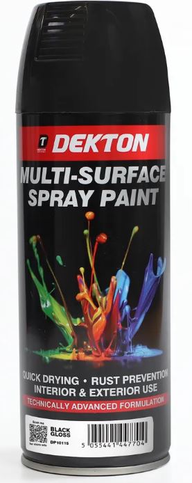 (image for) DEKTON MULTI-SURFACE SPRAY PAINT BLACK GLOSS - BLACK