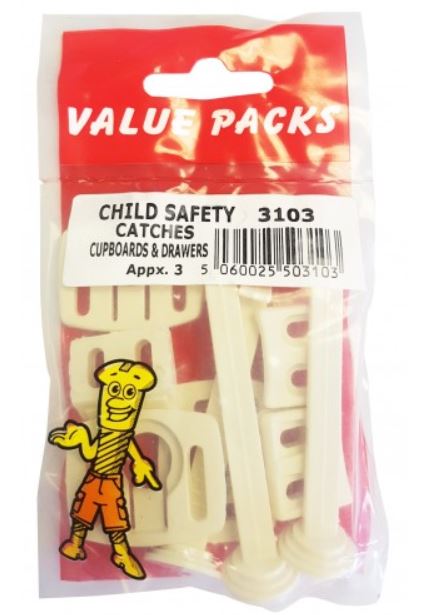 (image for) FAST PAK VALUE PACKS CHILD SAFETY CATCHES FOR CUPBOARD & DRAWERS - 3S